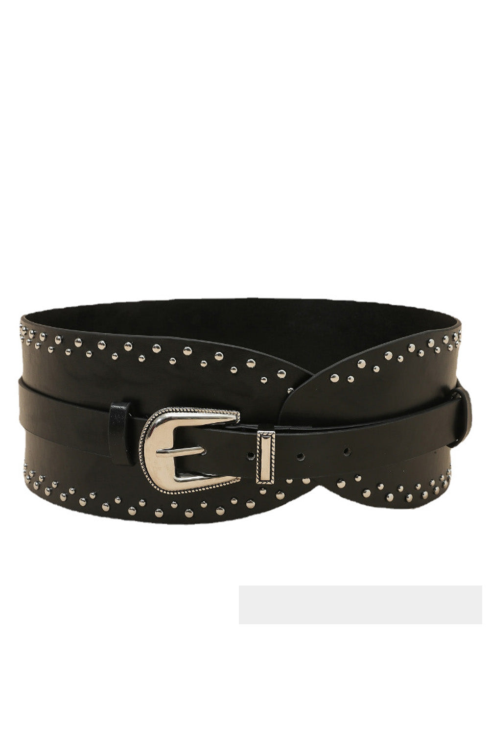 Black Studded Faux Leather Wide Belt Other Accessories JT's Designer Fashion