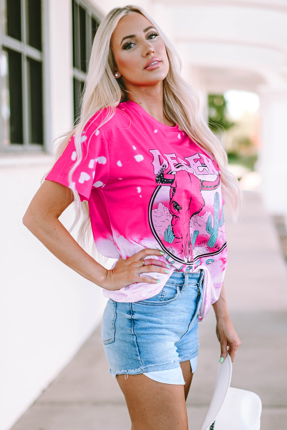 Rose EASTER VIBES Skull Graphic Print Oversized T Shirt Graphic Tees JT's Designer Fashion