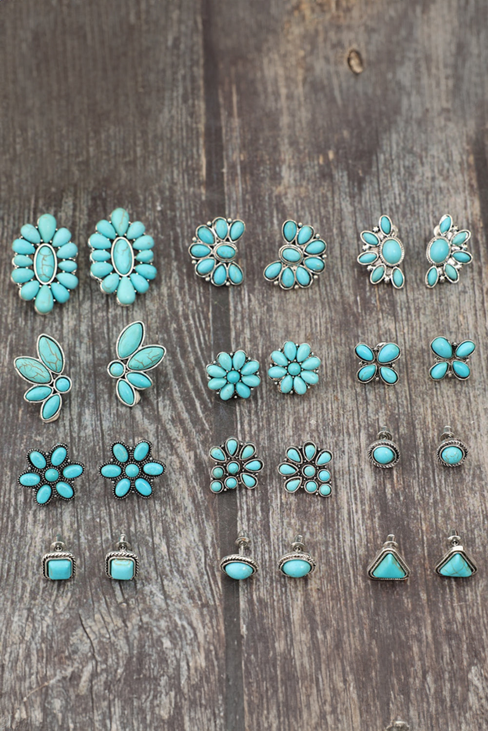 Turquoise Boho Turquoise Inlay Stud Earrings Set Jewelry JT's Designer Fashion