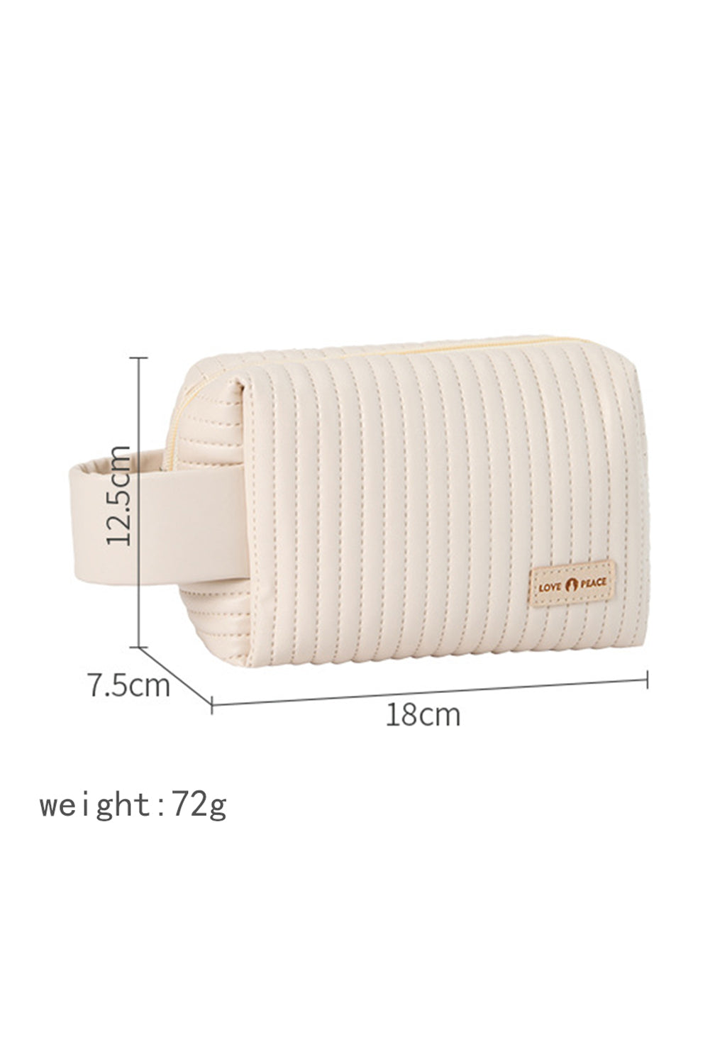 Beige Stitching PU Leather Round Zipped Side Handle Makeup Bag Makeup Bags JT's Designer Fashion