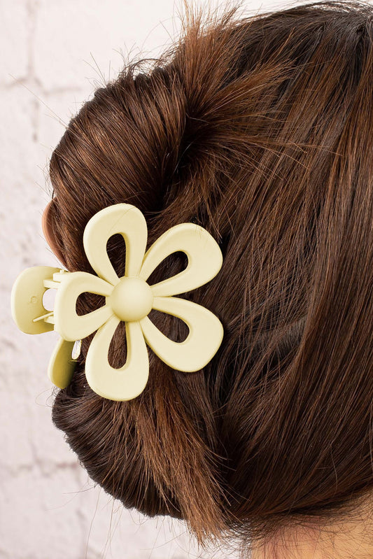 Beige Sweet Hollowed Flower Shape Claw Clip Headwear JT's Designer Fashion