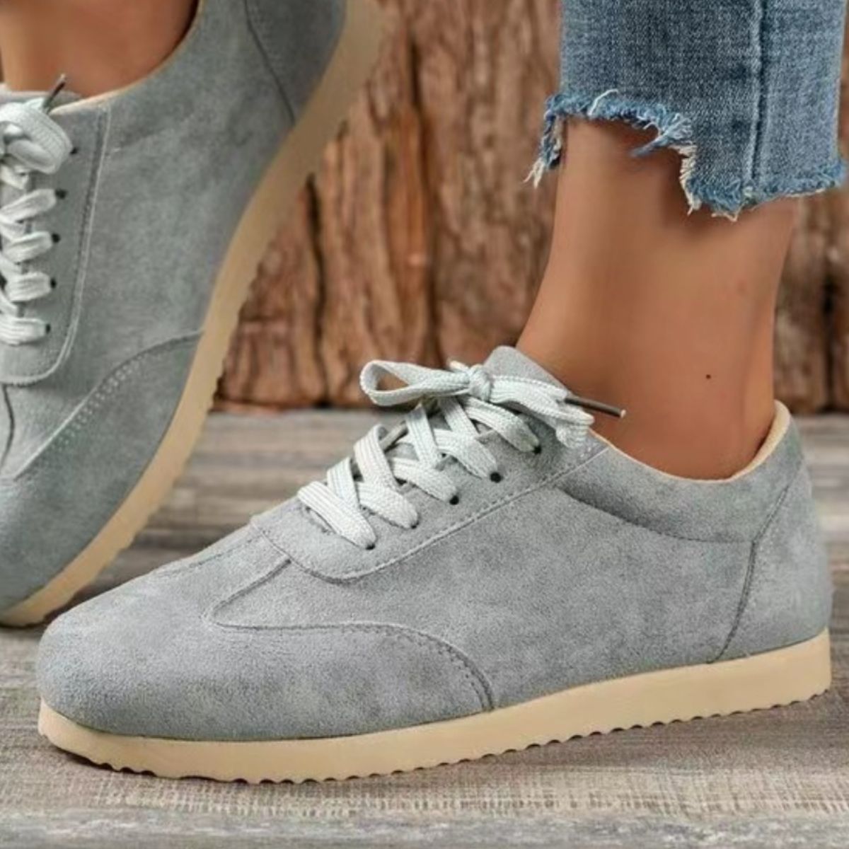 Suede Lace-Up Flat Sneakers Shoes JT's Designer Fashion