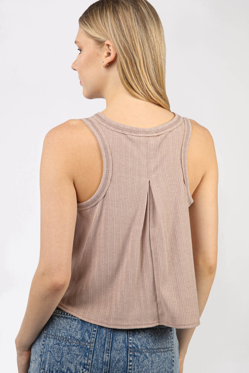 VERY J V-Neck Knit Swing Cropped Tank Tank Tops JT's Designer Fashion