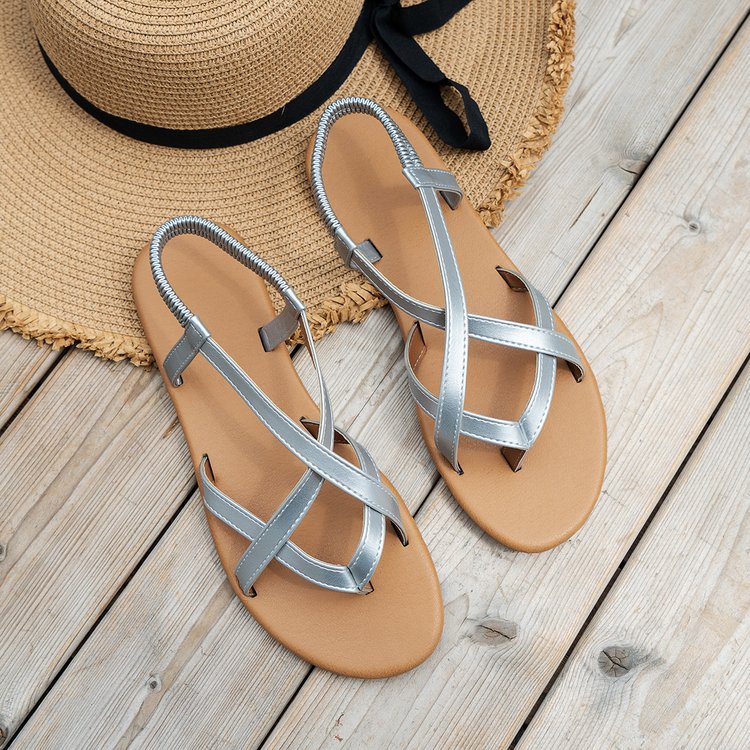 Leather Crisscross Flat Sandals Sandals JT's Designer Fashion