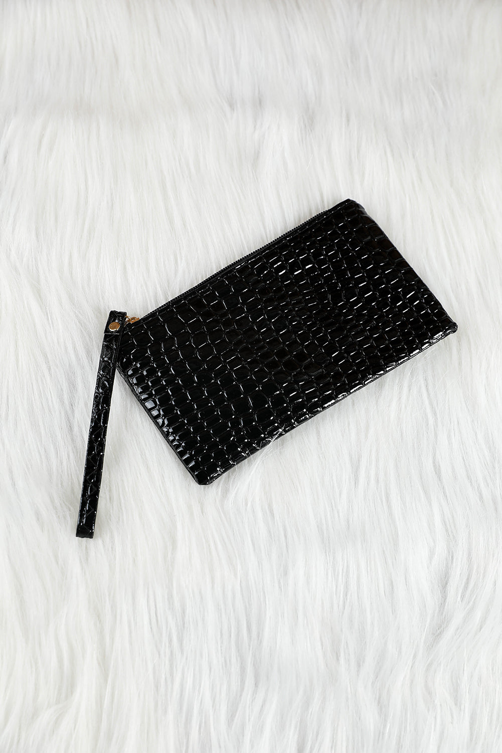 Black Crocodile Pattern Zipper Wristlet Wallet Handbags JT's Designer Fashion