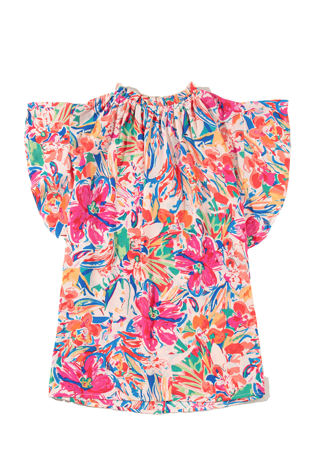 Multicolour Floral Ruffled Sleeve V Neck Summer Blouse Blouses & Shirts JT's Designer Fashion