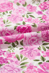 Pink Dainty Floral Smocked Puff Sleeve Flowy Long Dress Maxi Dresses JT's Designer Fashion
