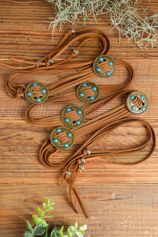 Chestnut Western Turquoise Decor Layered String Tassel Belt Other Accessories JT's Designer Fashion