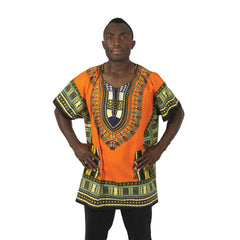 Vibrant African Dashiki with Front Pockets – Bold, Comfortable & Stylish (XL-6X) Orange Blouses & Shirts JT's Designer Fashion