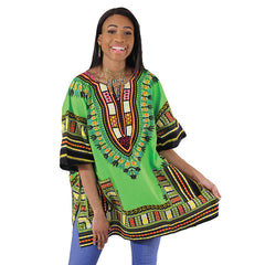 Vibrant African Dashiki with Front Pockets – Bold, Comfortable & Stylish (XL-6X) Light Green Blouses & Shirts JT's Designer Fashion