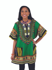 Vibrant African Dashiki with Front Pockets – Bold, Comfortable & Stylish (XL-6X) Dark Green Blouses & Shirts JT's Designer Fashion