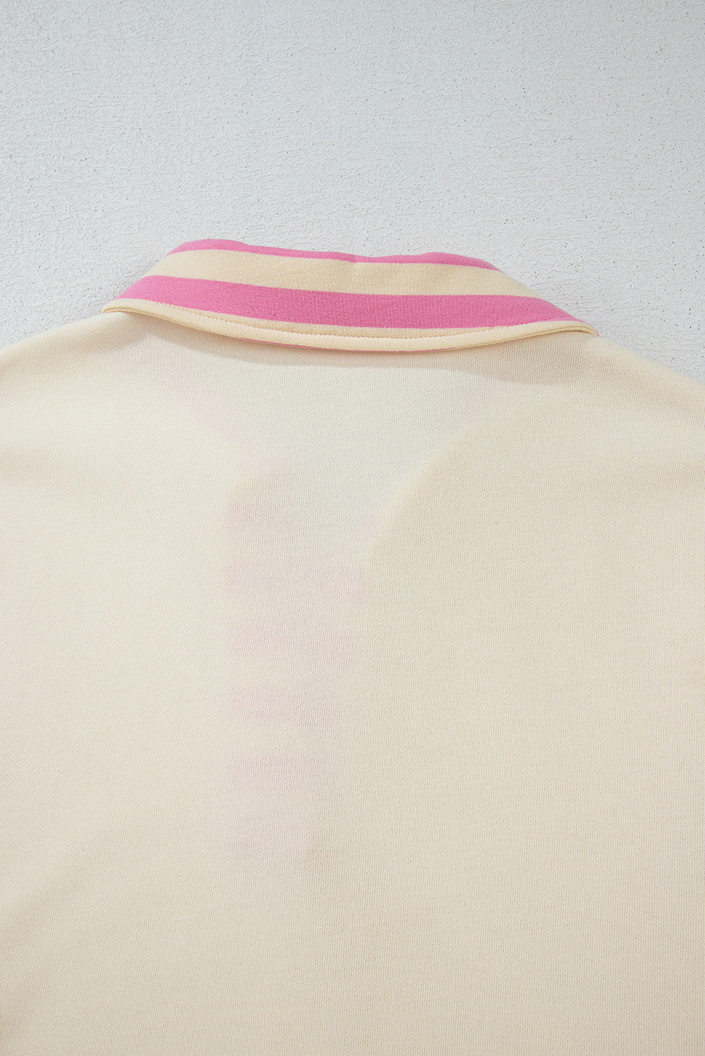 Pink Stripe Colorblock Patchwork Collared French Terry Knit Top Blouses & Shirts JT's Designer Fashion