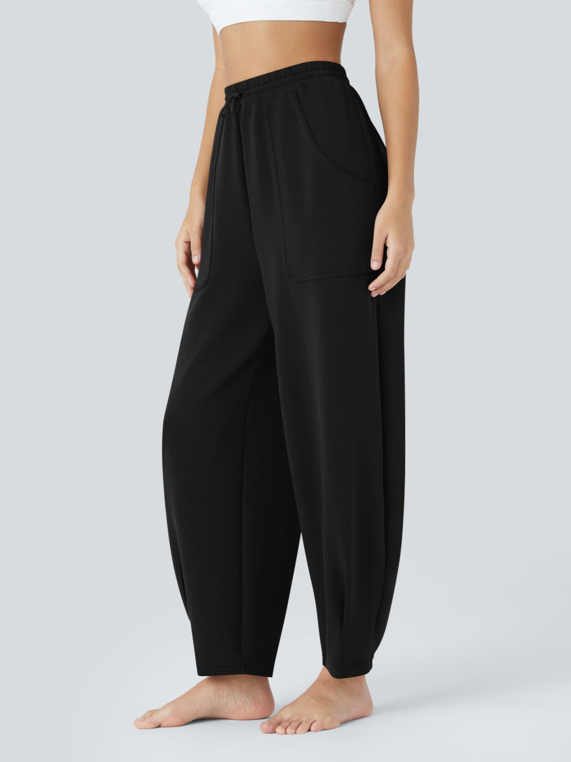 Lovelet Drawstring Pants with Pockets Black Pants & Culotte JT's Designer Fashion