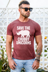 Red Save The Chubby Unicorns Crewneck Men's Graphic Tee Men's Tops JT's Designer Fashion