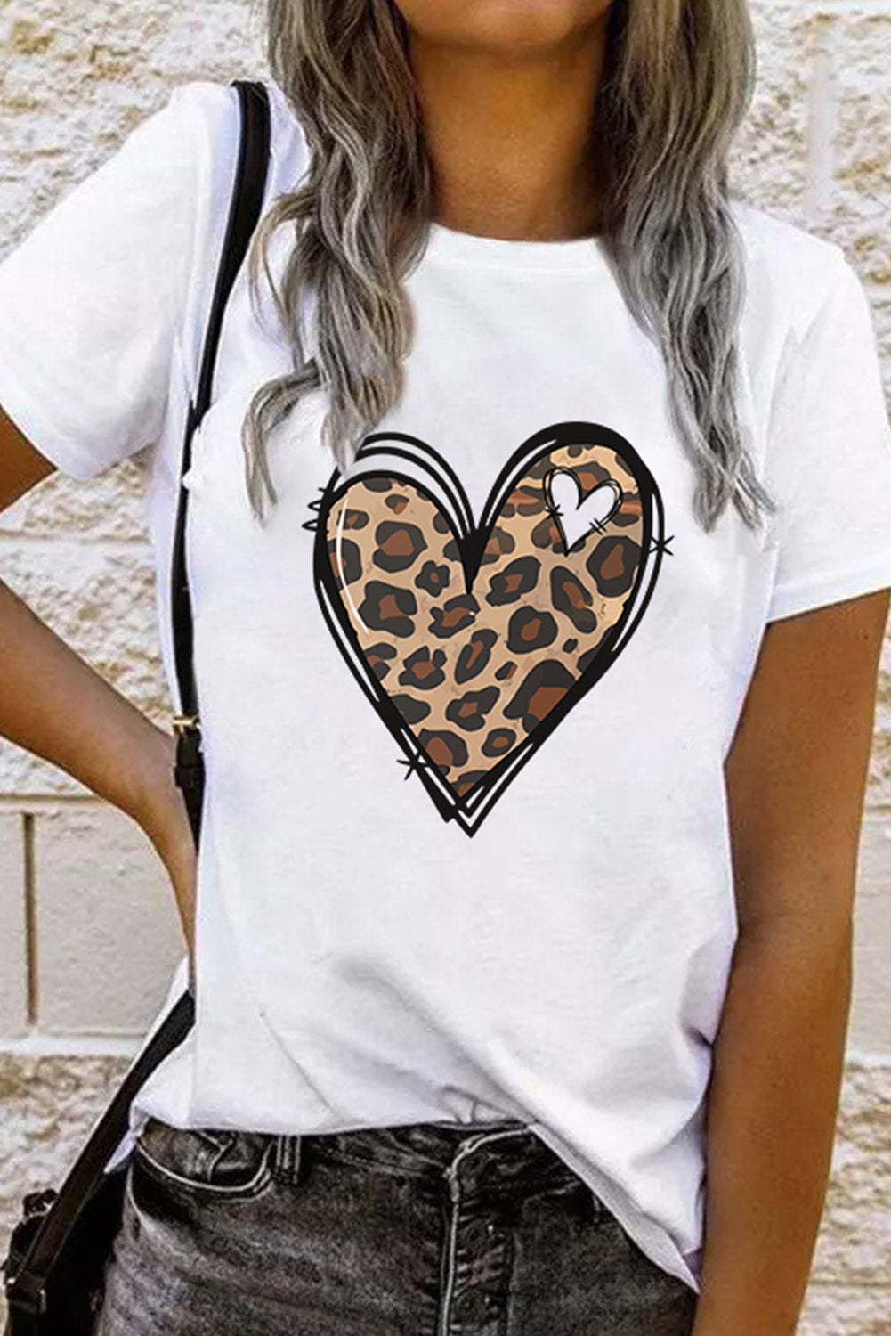 White Western Valentines Leopard Heart Graphic Tee Graphic Tees JT's Designer Fashion