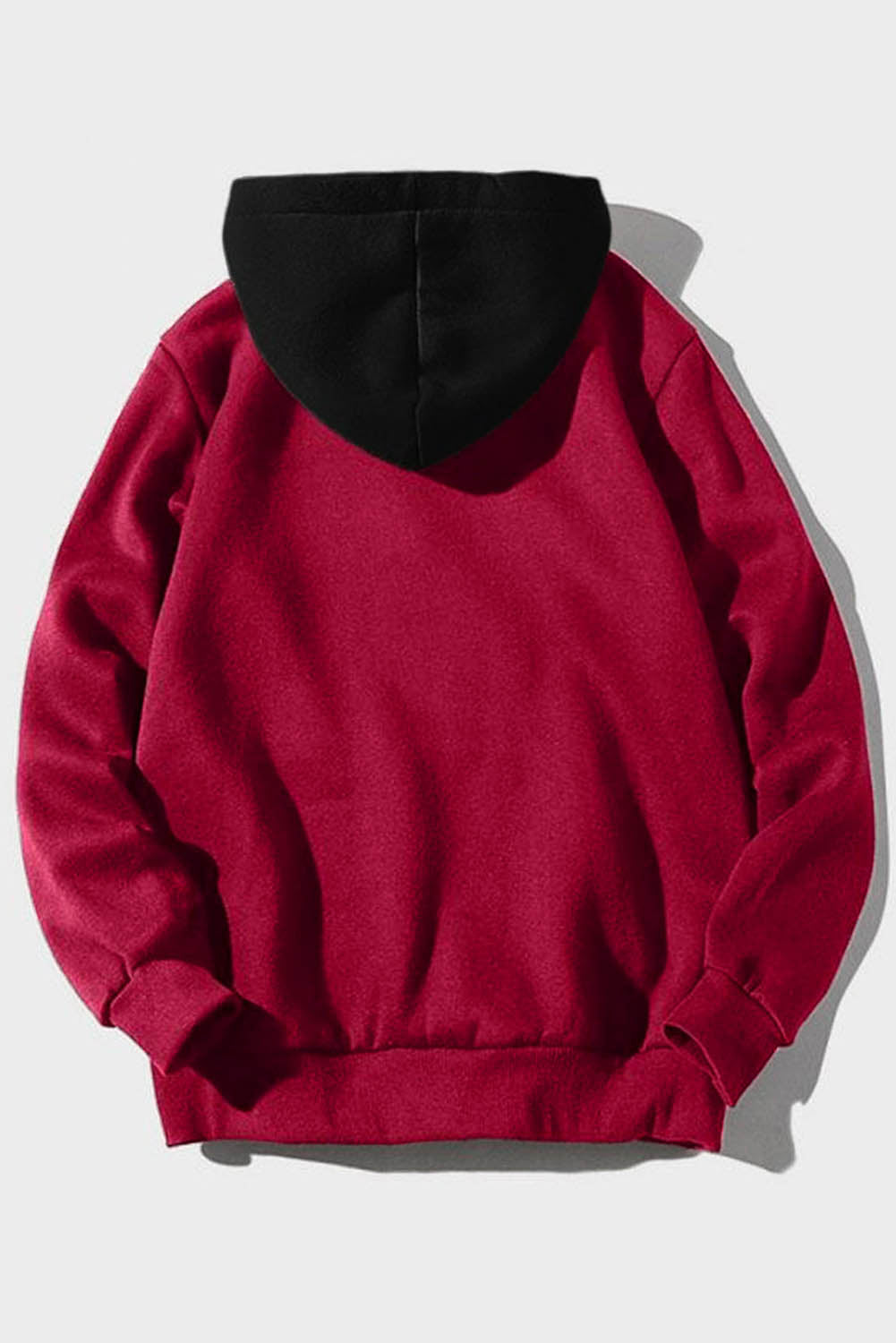 Fiery Red Valentine Love Heart Print Color Block Men's Pullover Hoodie Men's Tops JT's Designer Fashion