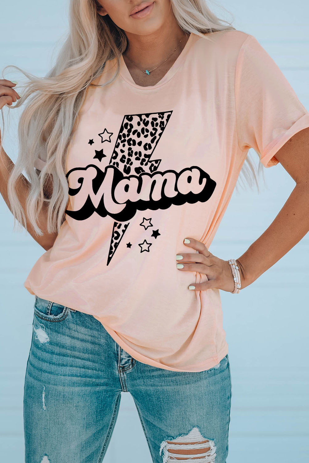 Pink Leopard Star Lightweight Short Sleeve Graphic T Shirt Graphic Tees JT's Designer Fashion