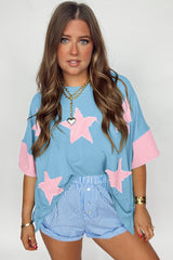 Myosotis Frayed Denim Star Patched Oversize T Shirt Pre Order Tops JT's Designer Fashion
