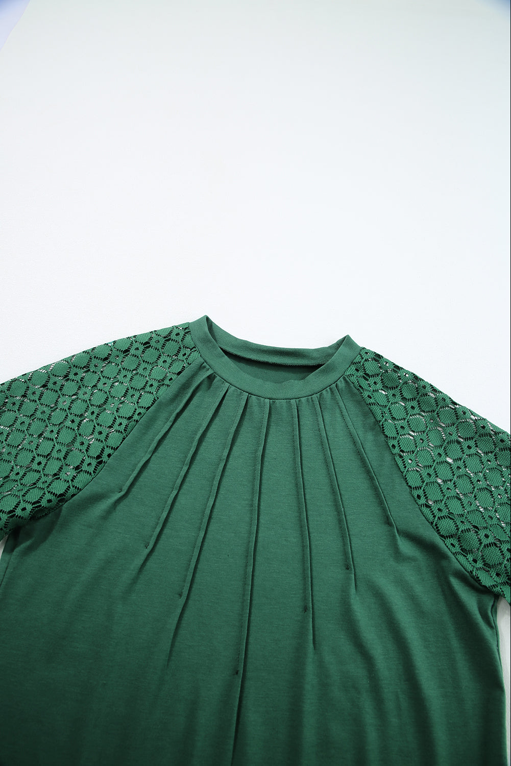 Blackish Green Seamed Detail Contrast Lace Raglan Sleeve Tee Pre Order Tops JT's Designer Fashion