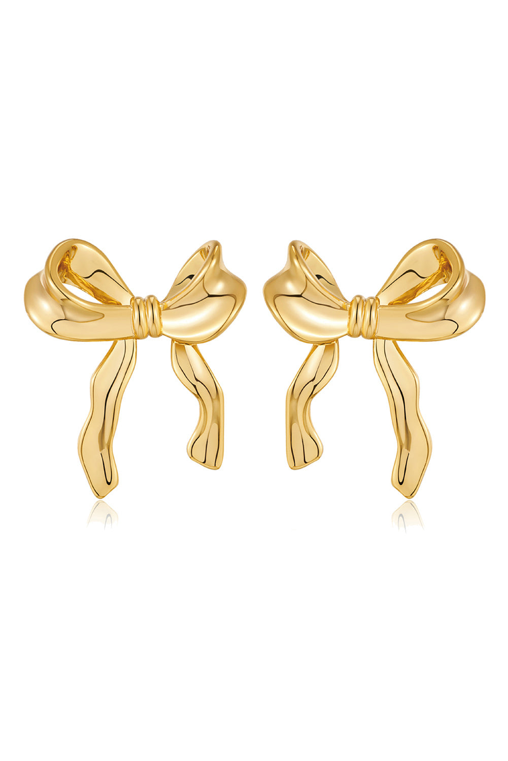 Gold Elegant Bow Design Studded Earrings Jewelry JT's Designer Fashion