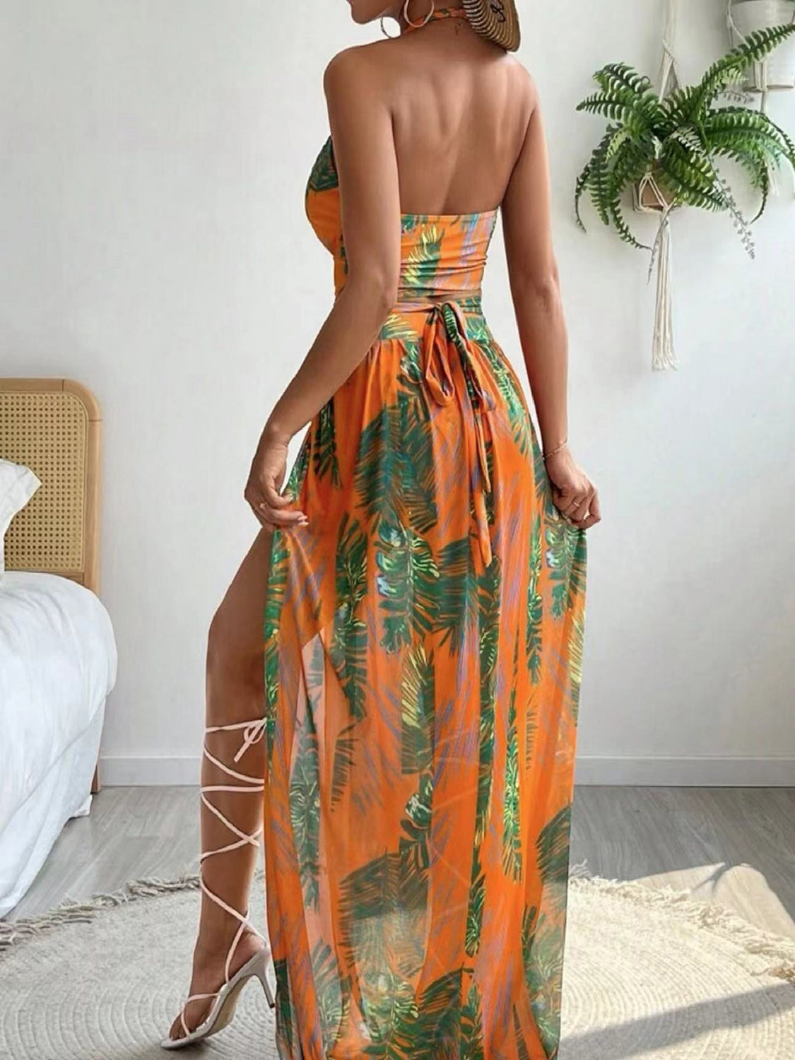 Printed Halter Neck Three-Piece Swim Set Bikinis JT's Designer Fashion