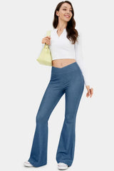 Sail Blue Crossover High Waist Fit and Flare Jeans Bottoms JT's Designer Fashion