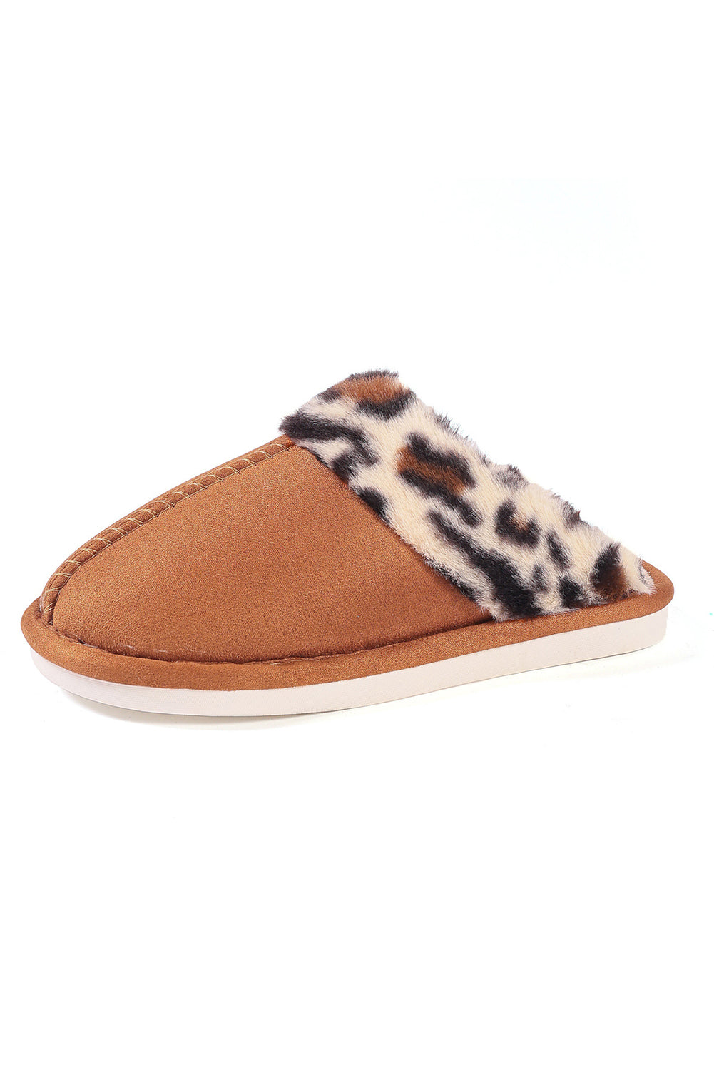 Chestnut Leopard Patched Plush Lined Thick Home Slippers Slippers JT's Designer Fashion