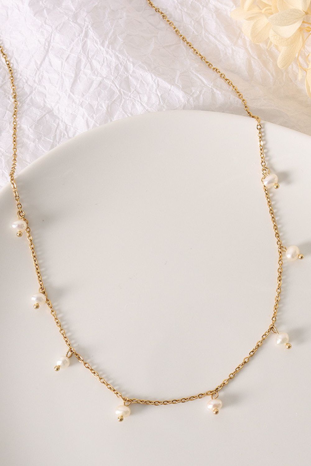 18K Gold-Plated Titanium Steel Pearl Necklace Necklaces JT's Designer Fashion