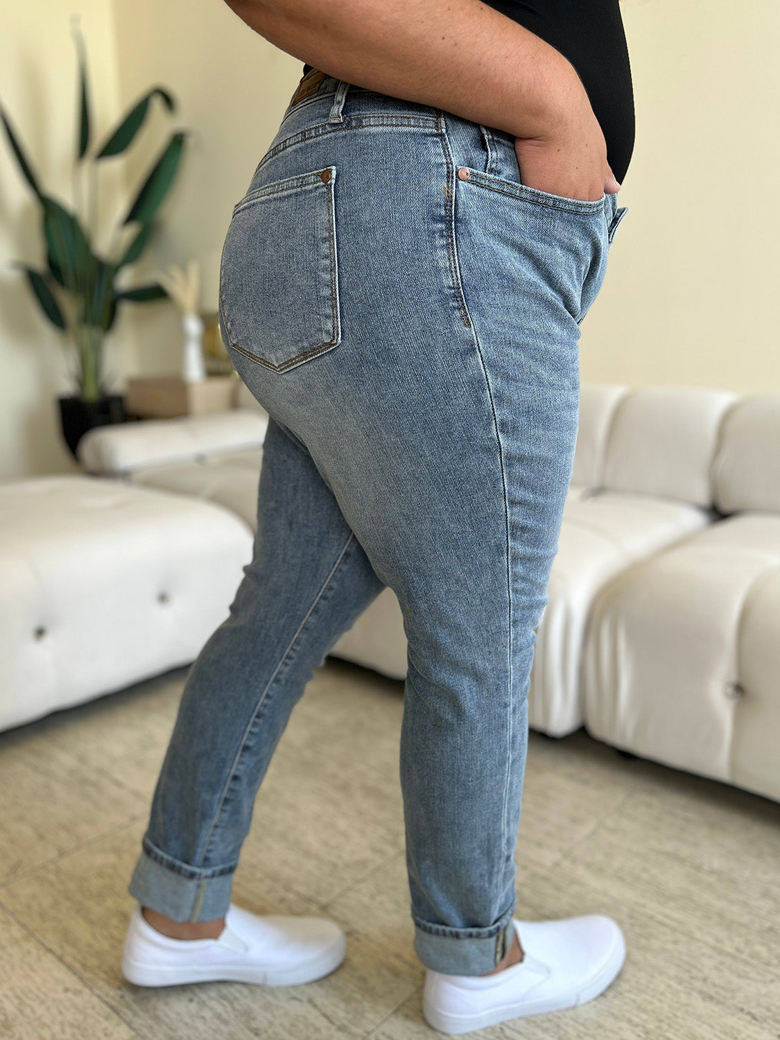 Judy Blue Full Size High Waist Cuff Hem Skinny Jeans Skinny Jeans JT's Designer Fashion