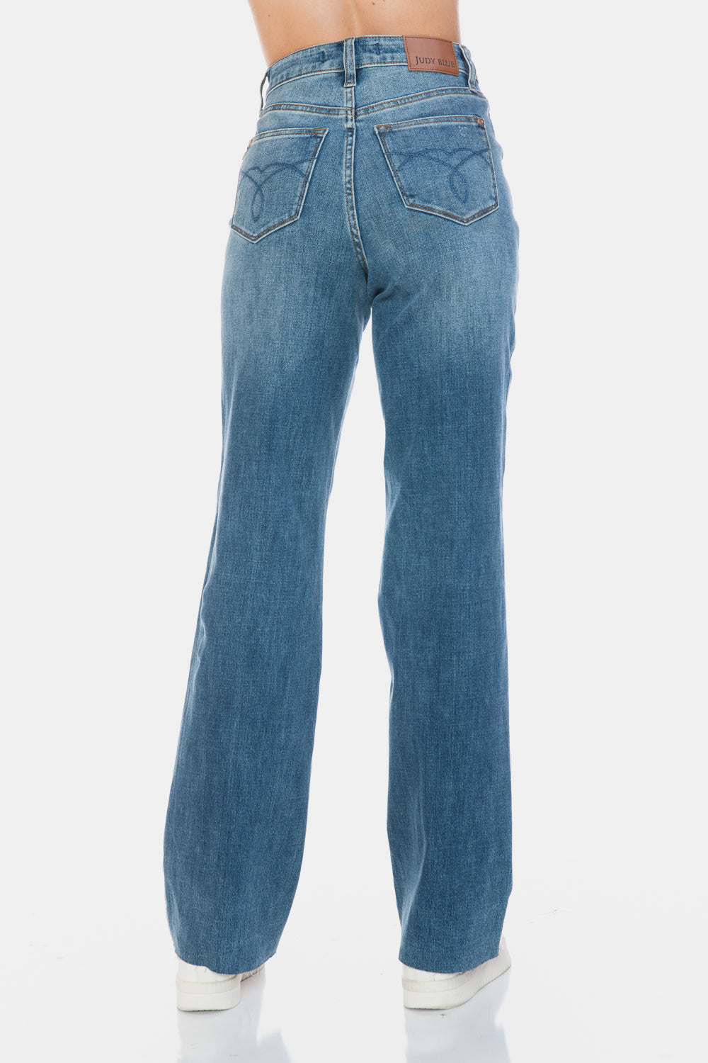 Judy Blue Full Size Tummy Control Cut Raw Hem Straight Jeans Jeans JT's Designer Fashion