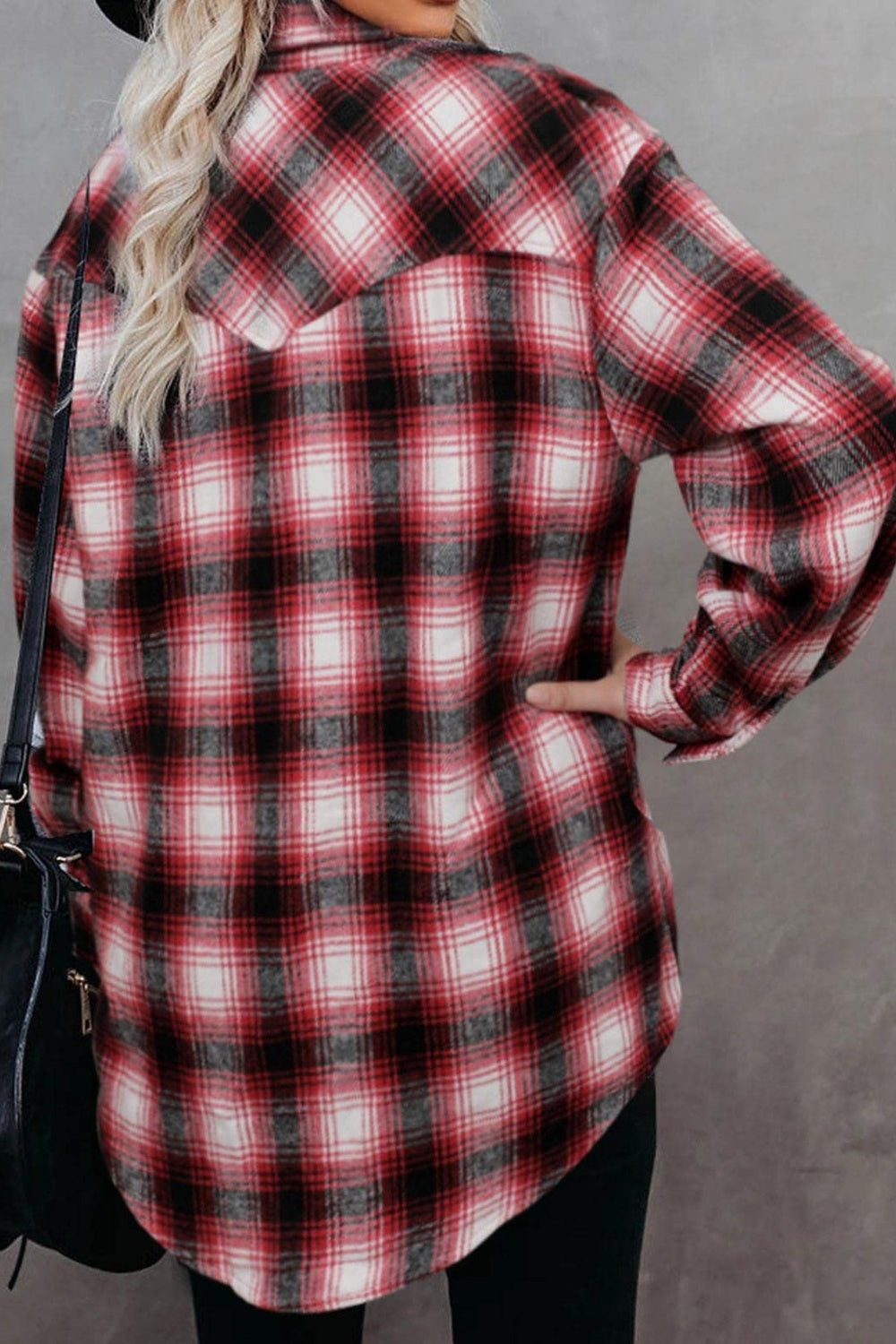 Full Size Plaid Collared Neck Long Sleeve Shirt Long Sleeve Tops JT's Designer Fashion