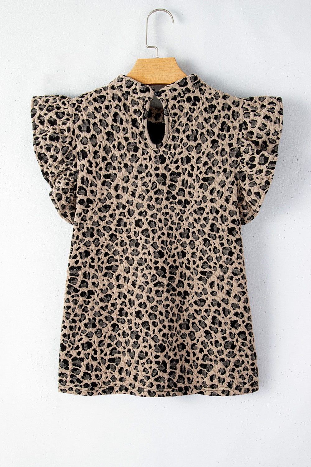 Ruffled Leopard Round Neck Cap Sleeve Blouse Blouses & Shirts JT's Designer Fashion