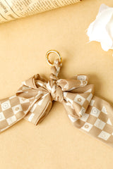 Smoke Gray Checkered Flower Bow Knot Keychain Other Accessories JT's Designer Fashion