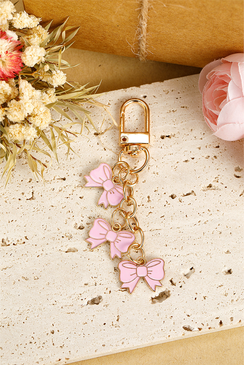 Pink Bow Knot Shape Charms Plated Alloy Keychain Other Accessories JT's Designer Fashion