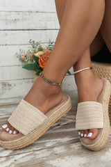 White Boho Woven Non-slip Wedge Slippers Slippers JT's Designer Fashion