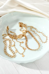 Gold Clover Charm Multi Layered Plated Adjustable Bracelet Set Jewelry JT's Designer Fashion