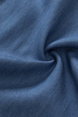Sky Blue Side Pockets Frilled Smocked High Waist Wide Leg Jeans Bottoms JT's Designer Fashion
