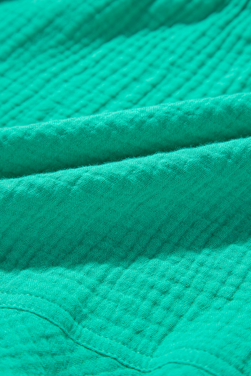 Sea Green Textured Buttoned Thin Strap Tiered Loose Fit Mini Dress Mini Dresses JT's Designer Fashion