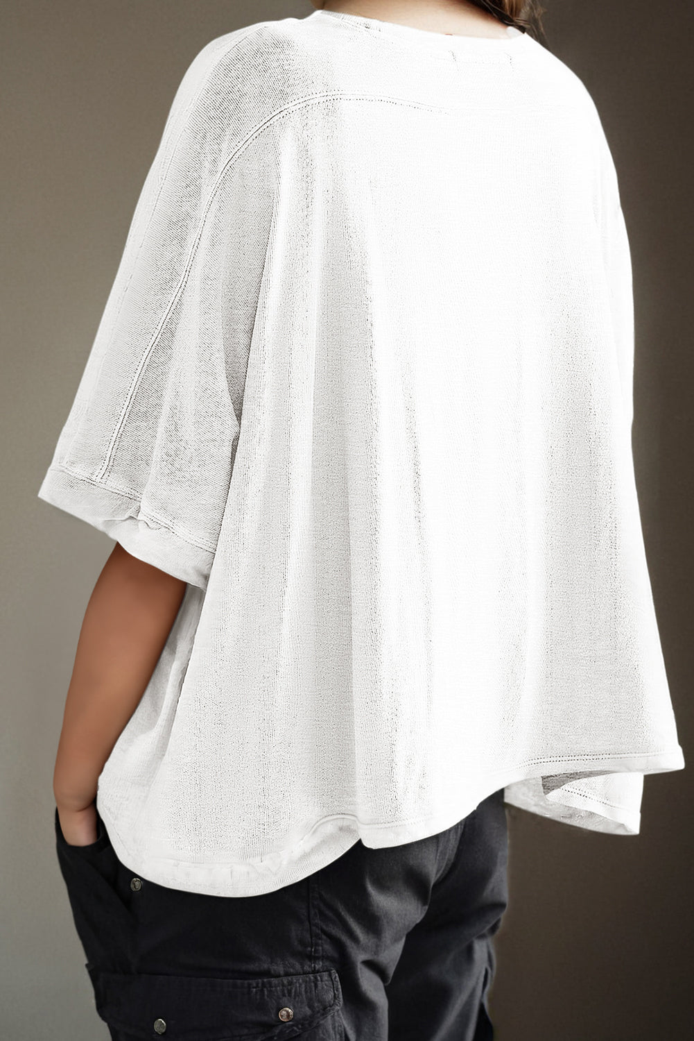 White Summer Lightweight Knit Loose High-low Top Pre Order Tops JT's Designer Fashion