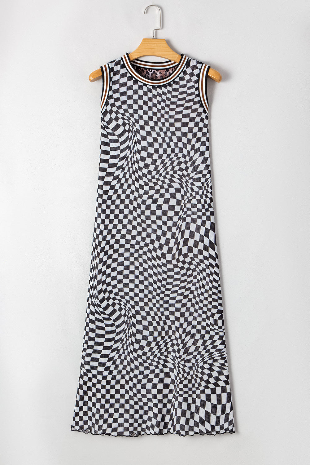 Multicolour Leopard Checkered Double Printed Reversible Sleeveless Long Dress Maxi Dresses JT's Designer Fashion