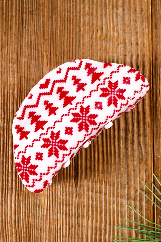 Red Christmas Pattern Print Hair Claw Clip Headwear JT's Designer Fashion