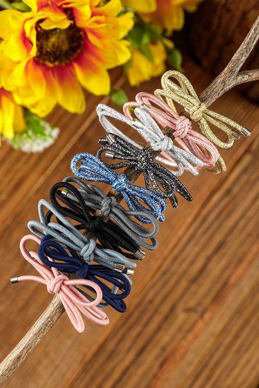 Pink 10pcs Bow Knot Hair Tie Headwear JT's Designer Fashion