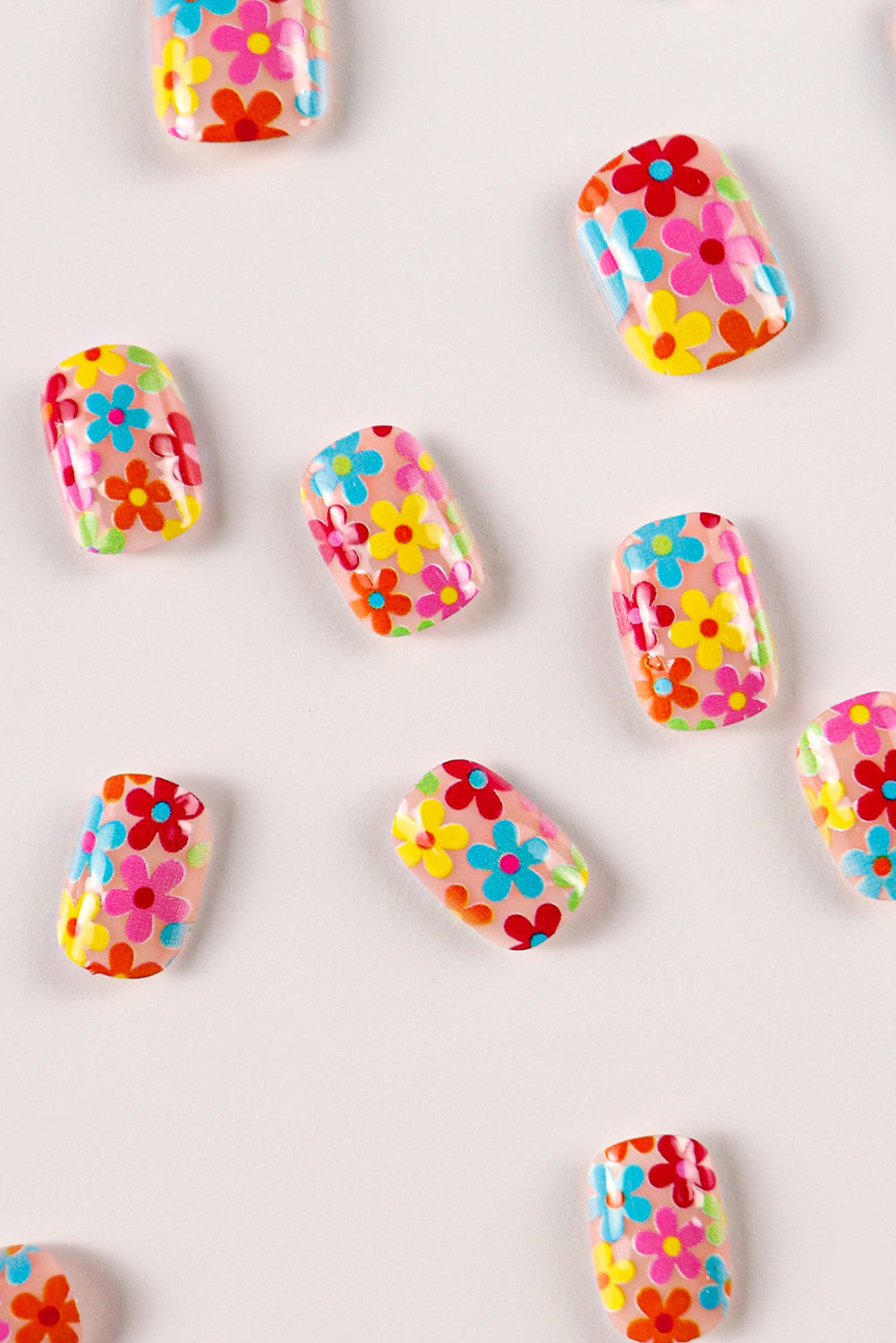 Pink 24pcs Cute Flowers Print Press On False Nails Other Accessories JT's Designer Fashion