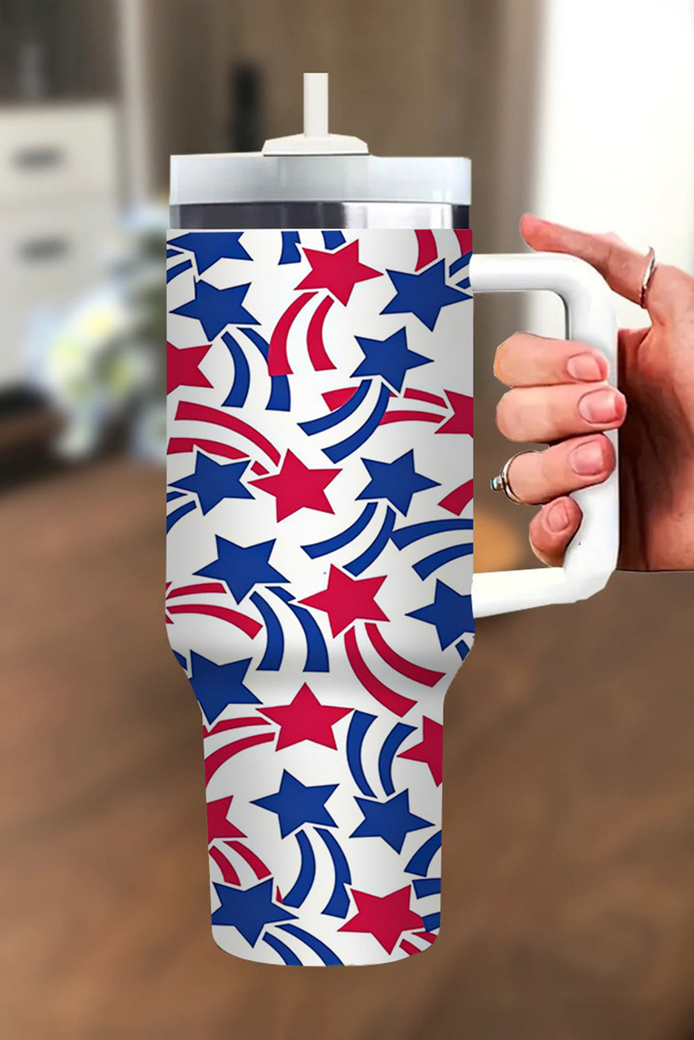 White American Stars Print Large Tumbler 40oz Tumblers JT's Designer Fashion