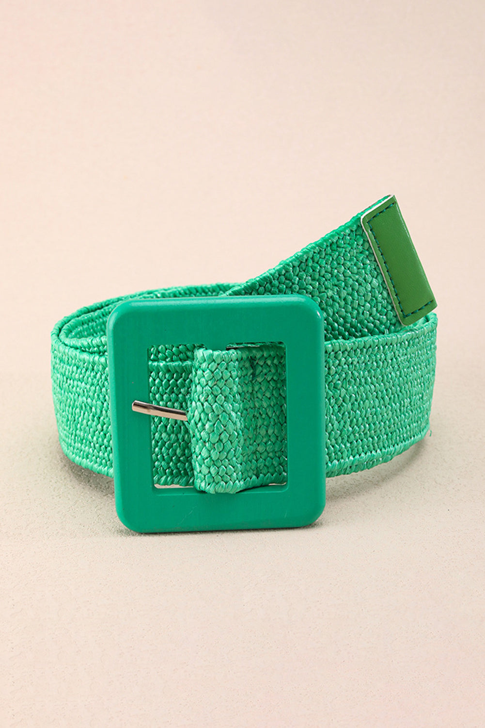 Dark Green Bohemian Woven Square Buckle Wide Belt Other Accessories JT's Designer Fashion