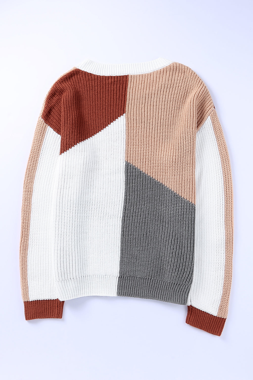 Multicolor Loose Fit Color Block Knit Sweater Sweaters & Cardigans JT's Designer Fashion