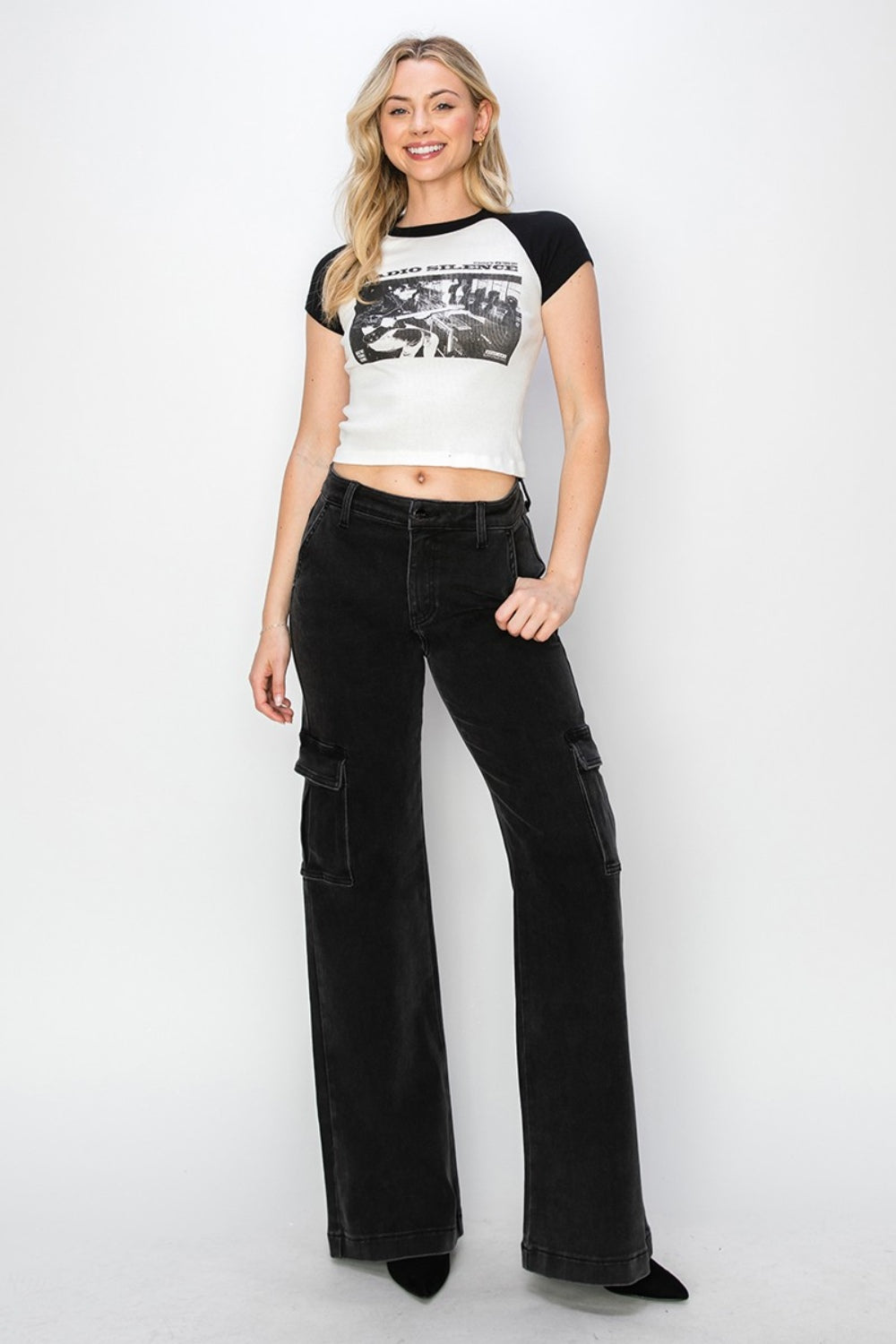 High Rise Wide Leg Cargo Jeans Jeans JT's Designer Fashion