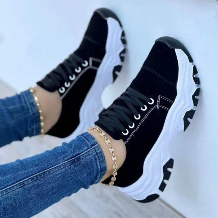 Lace-Up Round Neck Platform Sneakers Black Shoes JT's Designer Fashion