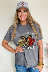 Gray Let The Good Times Boil Crawfish Leopard Heart Graphic Tee Graphic Tees JT's Designer Fashion