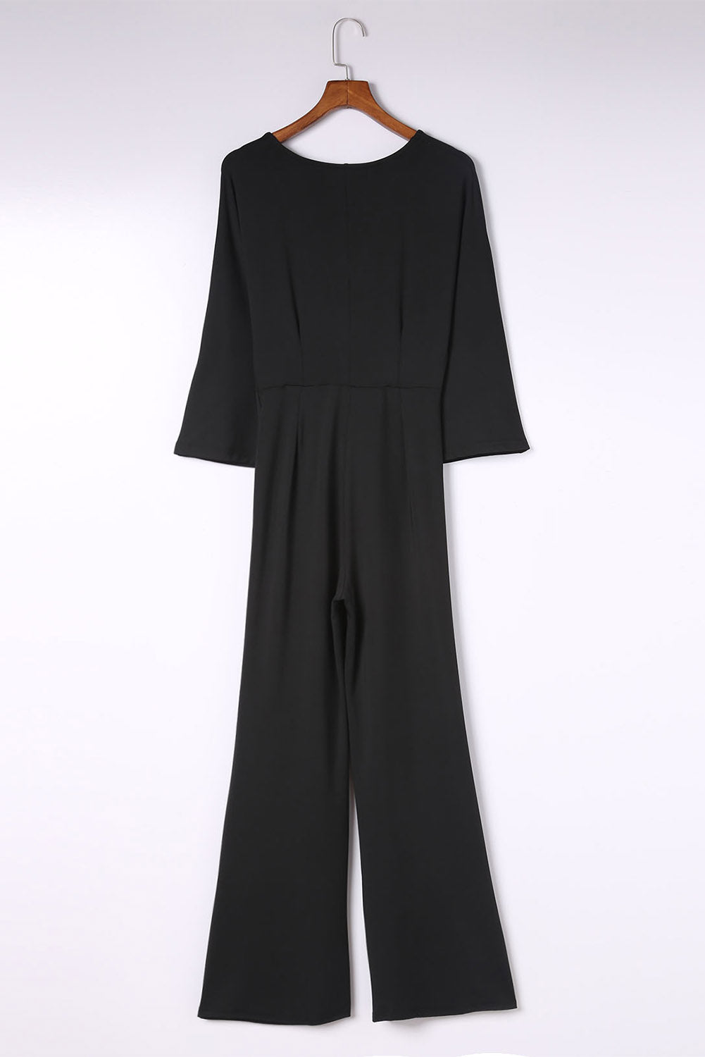 Black Deep V Neck Twisted Wide Leg Jumpsuit Jumpsuits & Rompers JT's Designer Fashion